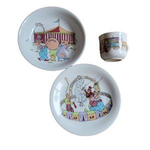Seltmann Weiden 2 Circus Scene Plates & Cup Kids Carnival Elephant West Germany